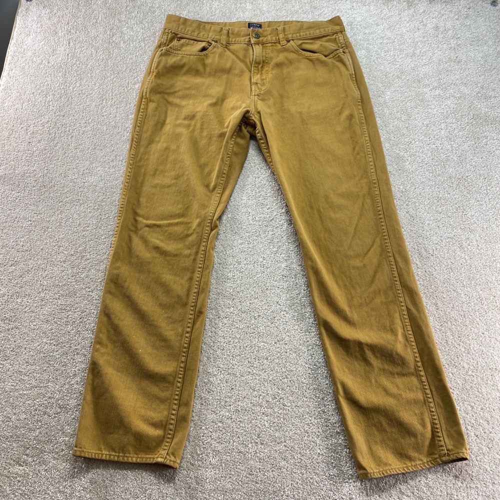 J.Crew The Sutton Pants‎ Mens 34x32 Yellow Straight Fit Cotton Chino 5-Pocket